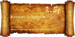 Kerpen Szigfrid névjegykártya